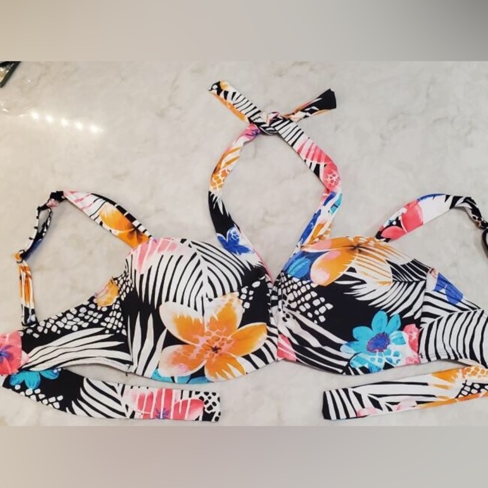 Coco Reef tropical print convertible top Sz.32/34 D/DD HALTER Top